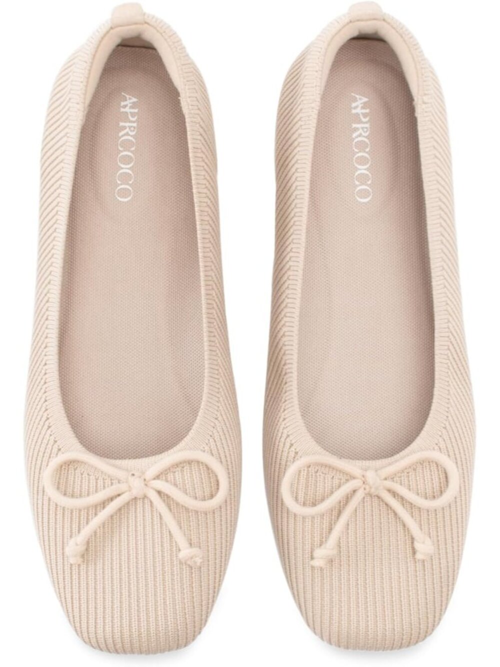 Women's Almond Square Toe Bowknot Lightweight Ballet Knit Flats Flexible Sole